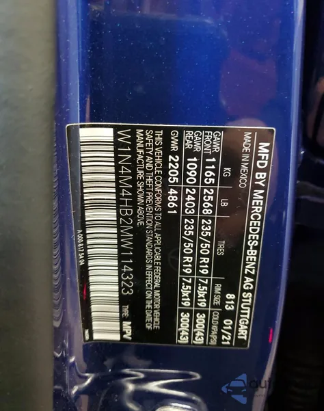 2021 Mercedes-Benz Glb 250 4Matic z USA, uszkodzony, nr VIN W1N4M4HB2MW114323